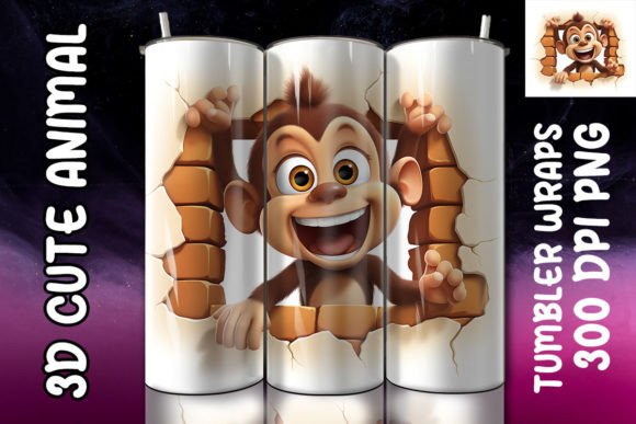 3D Cute Monkey Tumbler: A Unique Design Asset
