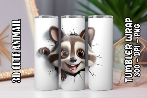 3D Cute Raccoon Tumbler: A Charming Addition to Your Sublimation Printing Projects