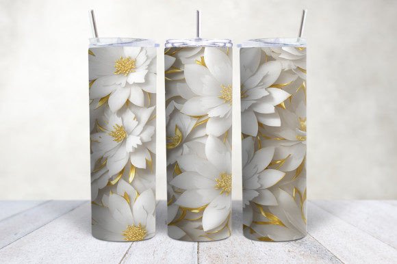 3D White Gold Floral Seamless Tumbler: A Stylish and Versatile Accessory
