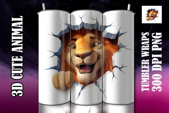 Adorable 3D Cute Lion Tumbler 4 Design