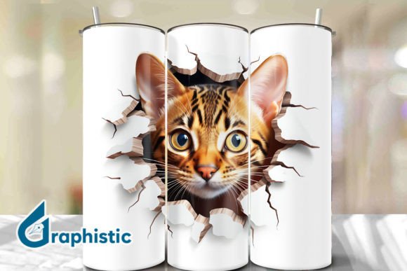 Bengal Cat 3D Smashed Wall Art