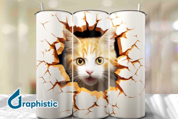 Cat 3D Smash Wall Art Background 17