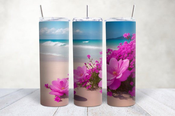 Discover the Versatility of 3D Pink Flowers Beach Landscape Tumbler Designs