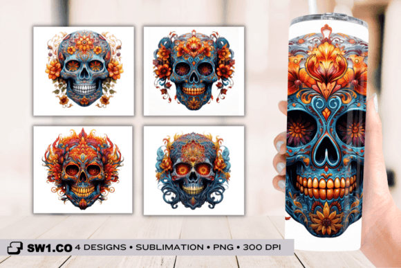 Embrace the Elegance of the Mandala Skull Halloween Sublimation Wrap