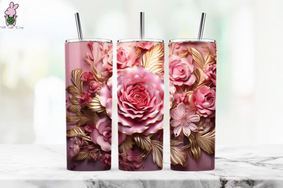 Enhance Your Tumbler with 3D Floral Baby Pink Wrap
