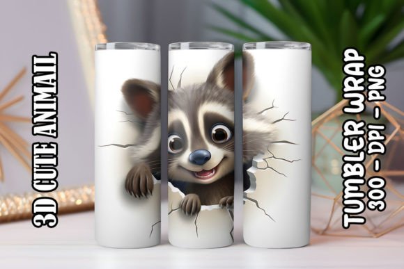 Explore the Adorable 3D Cute Raccoon Tumbler 7