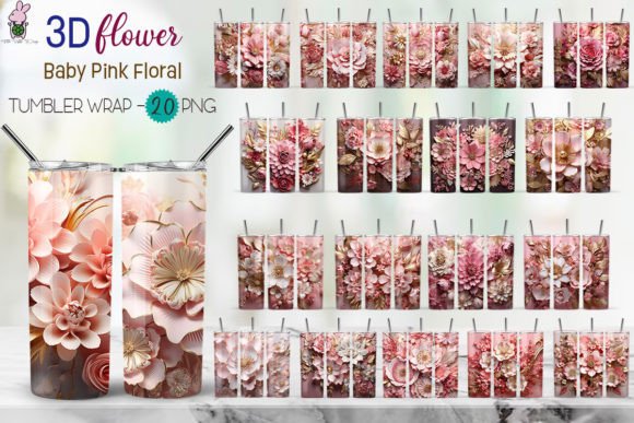 Explore the Elegance of 3D Floral Baby Pink Tumbler Wrap Bundle