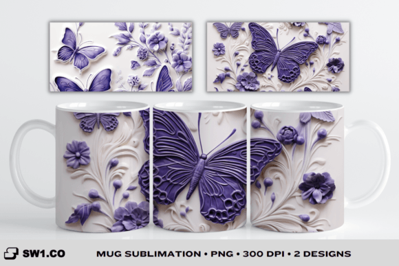 Transform Your Mugs with 3D Butterfly 15oz Mug Wrap Sublimation