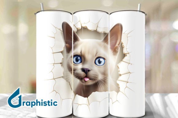 Unleash Creativity with Burmese Cat 3D Smashed Wall 12 Digital Images
