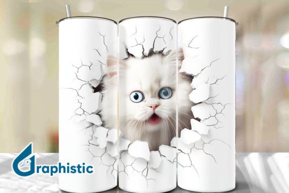 Unleash Creativity with Persian Cat 3D Smashed Wall 24